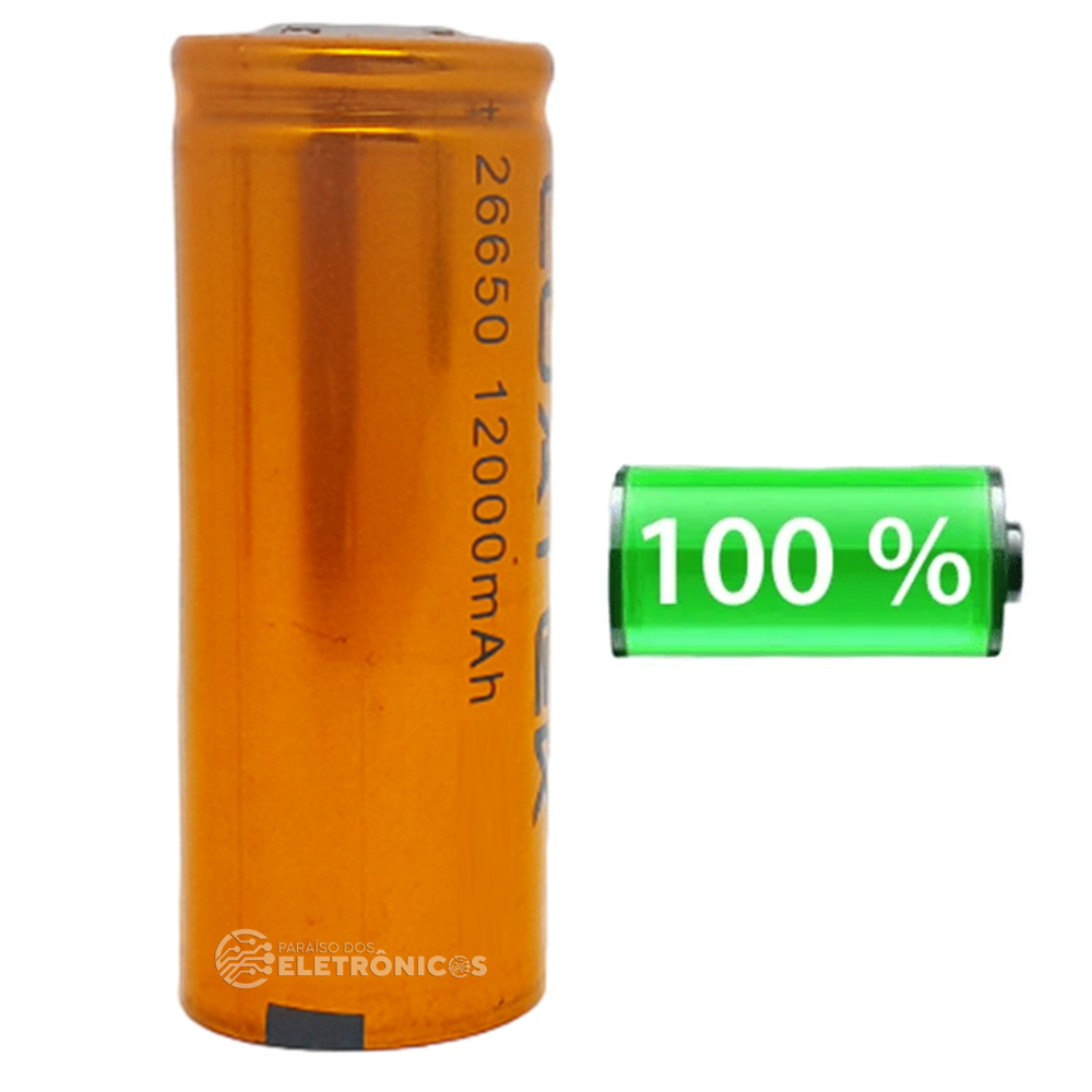 Bateria 26650 3.7V/4,3V 12000mAh Para Uso Contínu