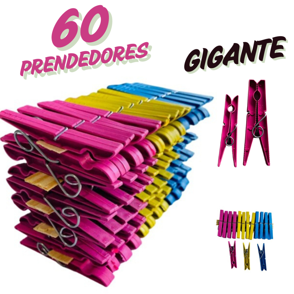 Kit com 60 / 48 / 36 / 24 / 12 Pregadores de Roupa