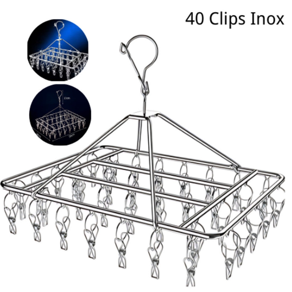 Varal De 40 Clips Inox Prendedores Pratico E Retr�