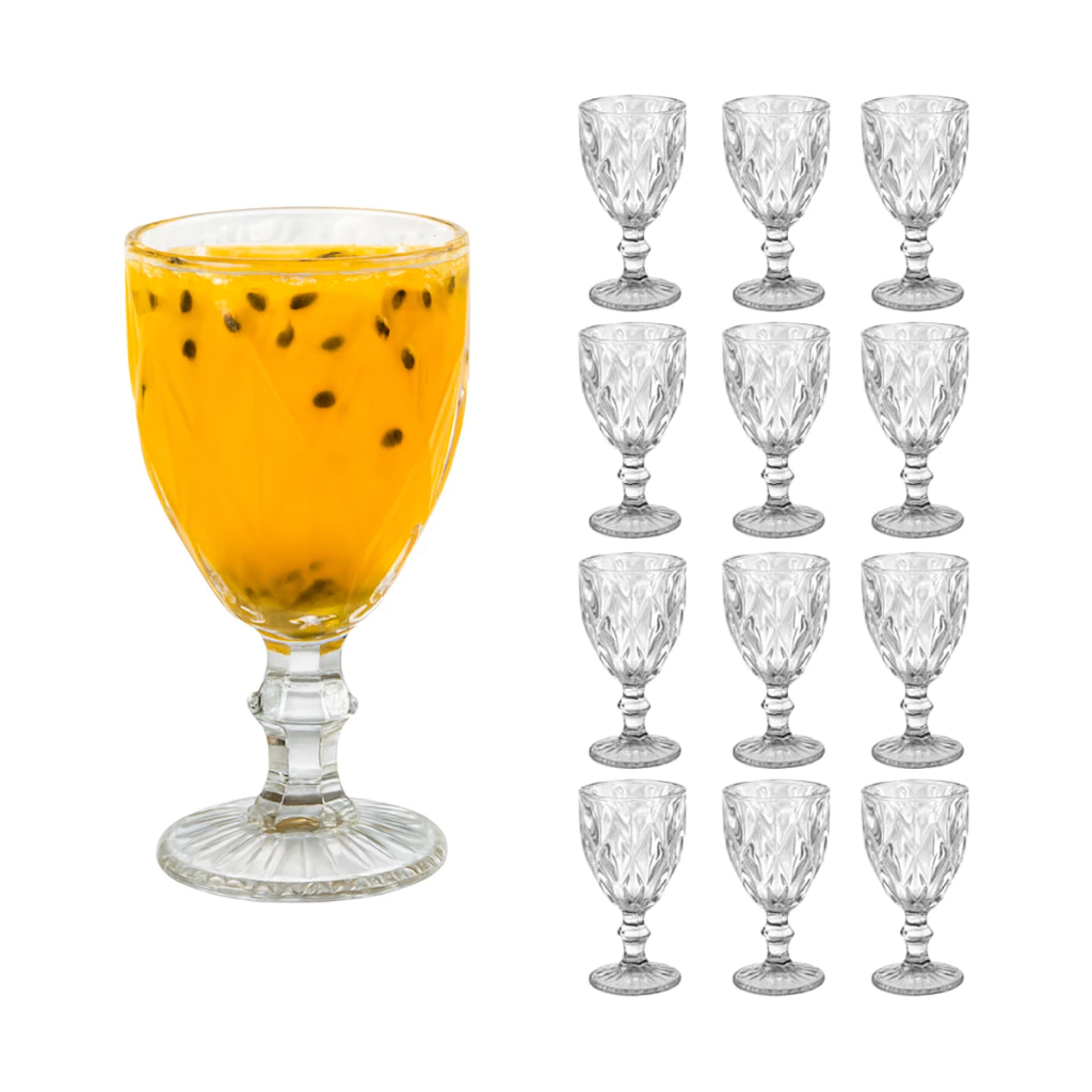 JOGO DE 12 TAÇAS DE VIDRO DIAMOND TRANSPARENTE 34
