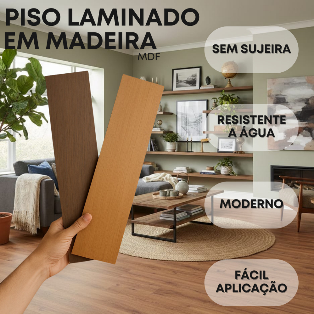 KIT 50 PISO Laminado de Madeira em MDF Prova d ág