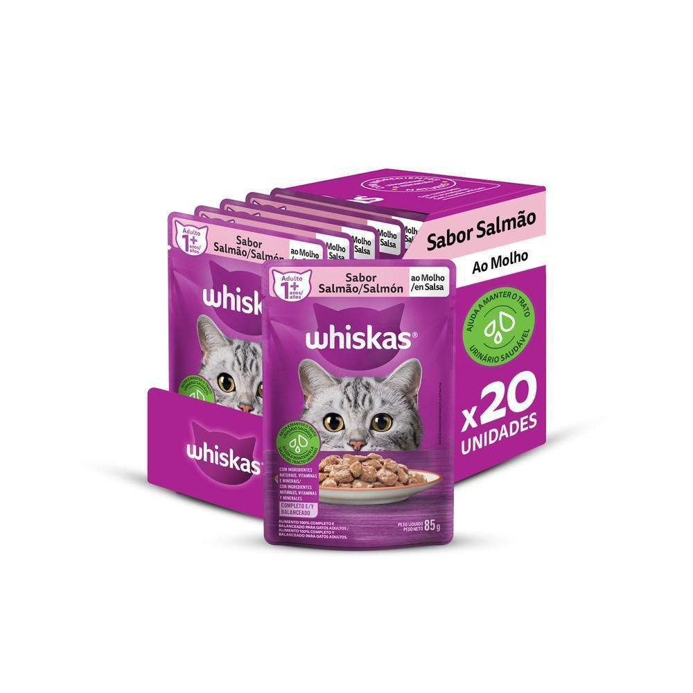 Ração Úmida Whiskas Sachê Salmão ao Molho par