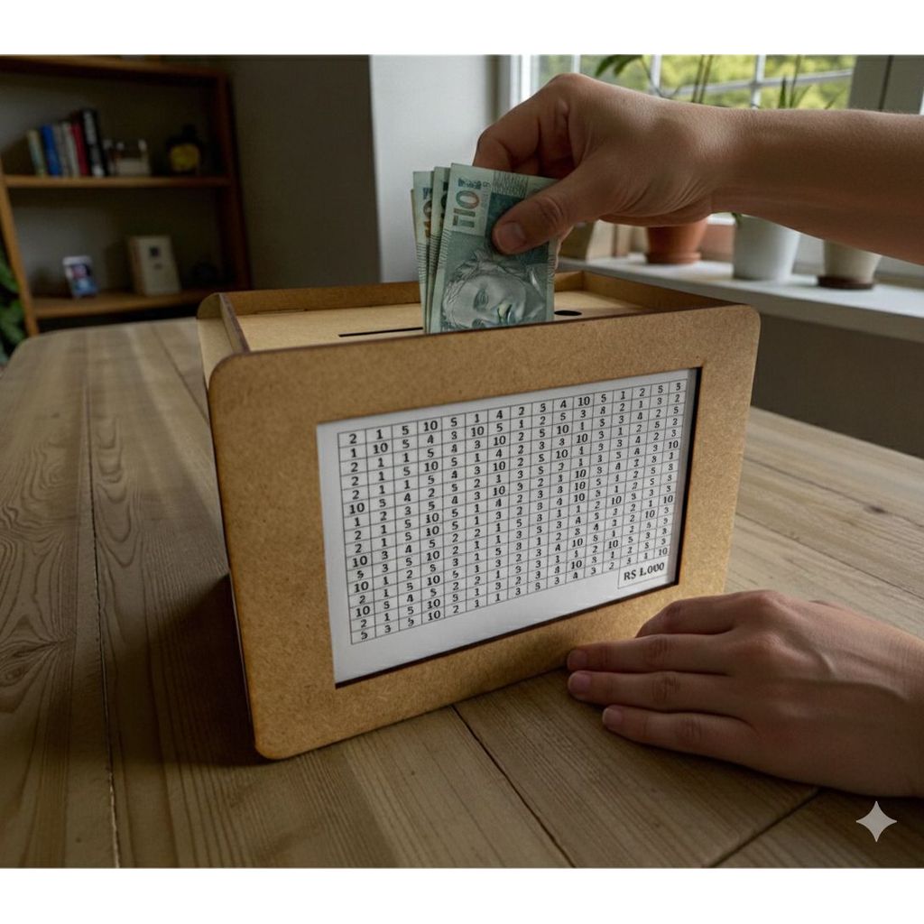 Cofre 365 Dias MDF Meta 1000 5000 10000 Economize 