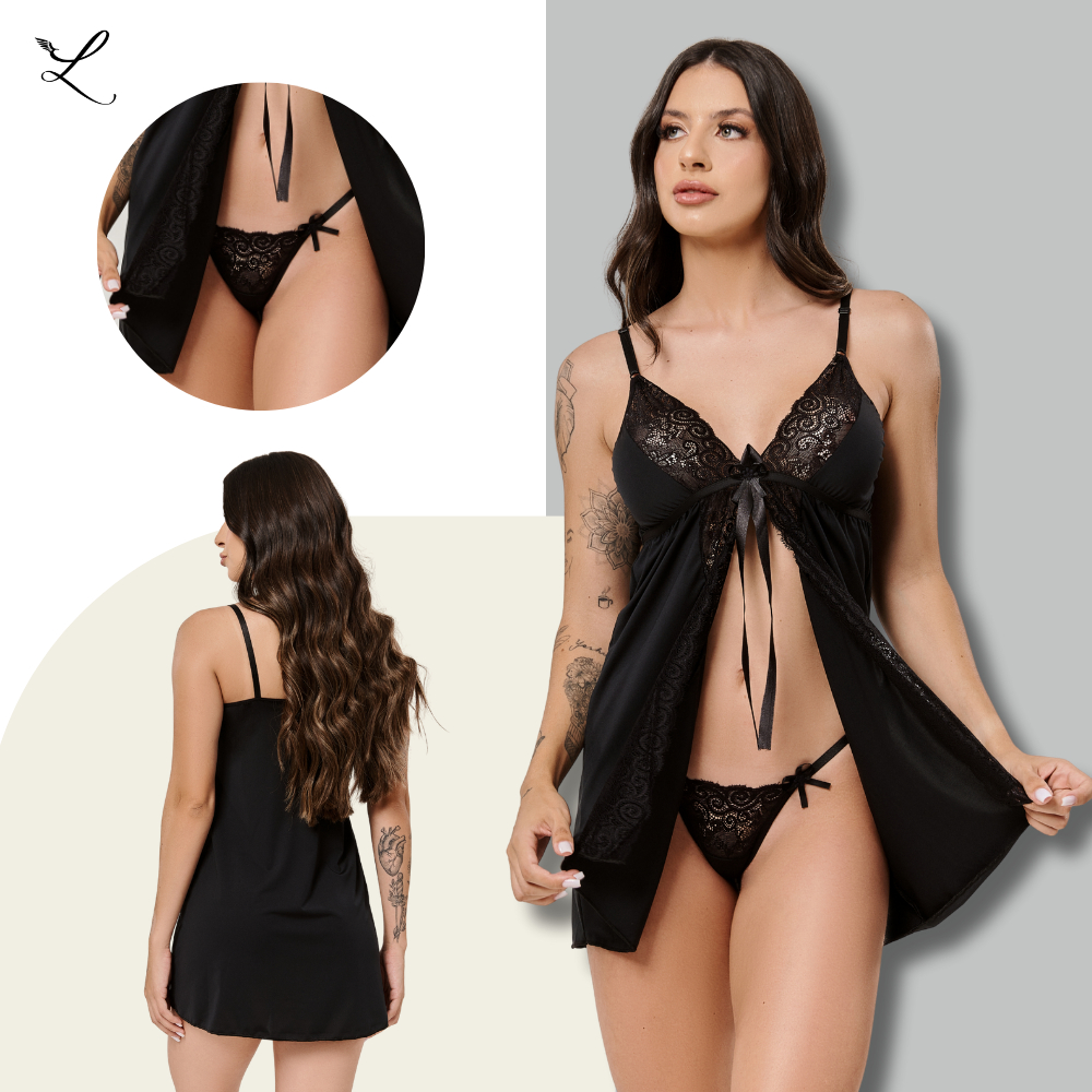 Camisola Renda Aberta | Brinde Exclusivo: Calcinha