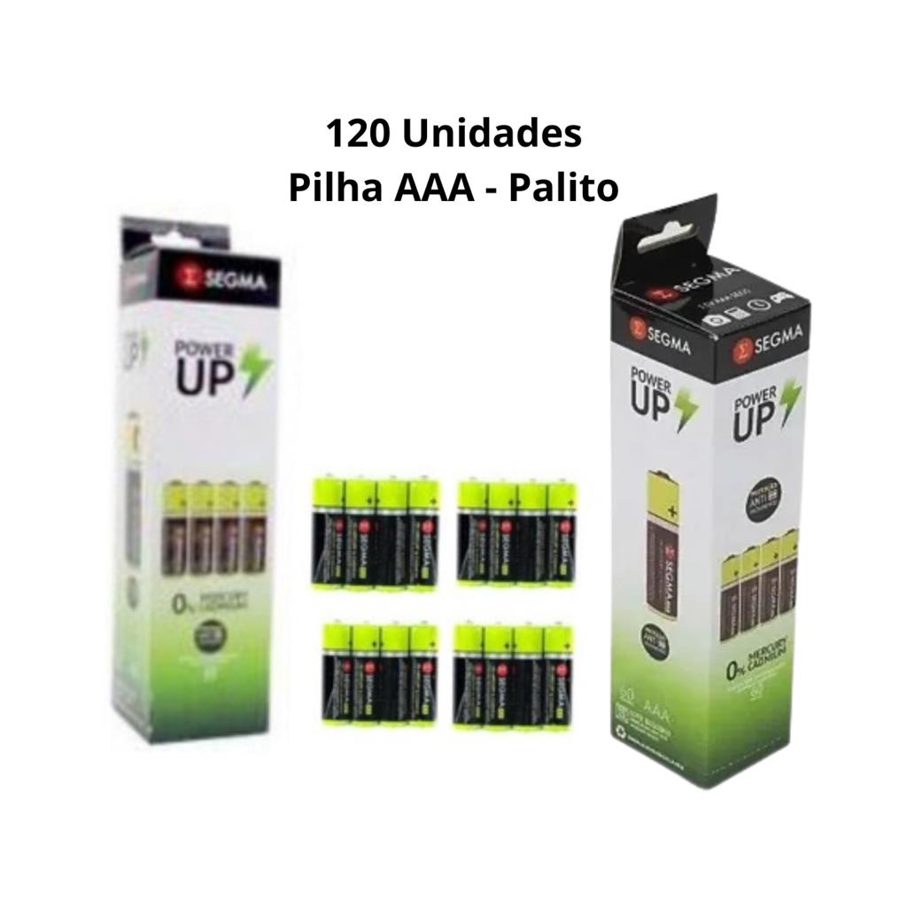 Pilha AAA Palito Segma Comum Zinco Kit com 120 Uni