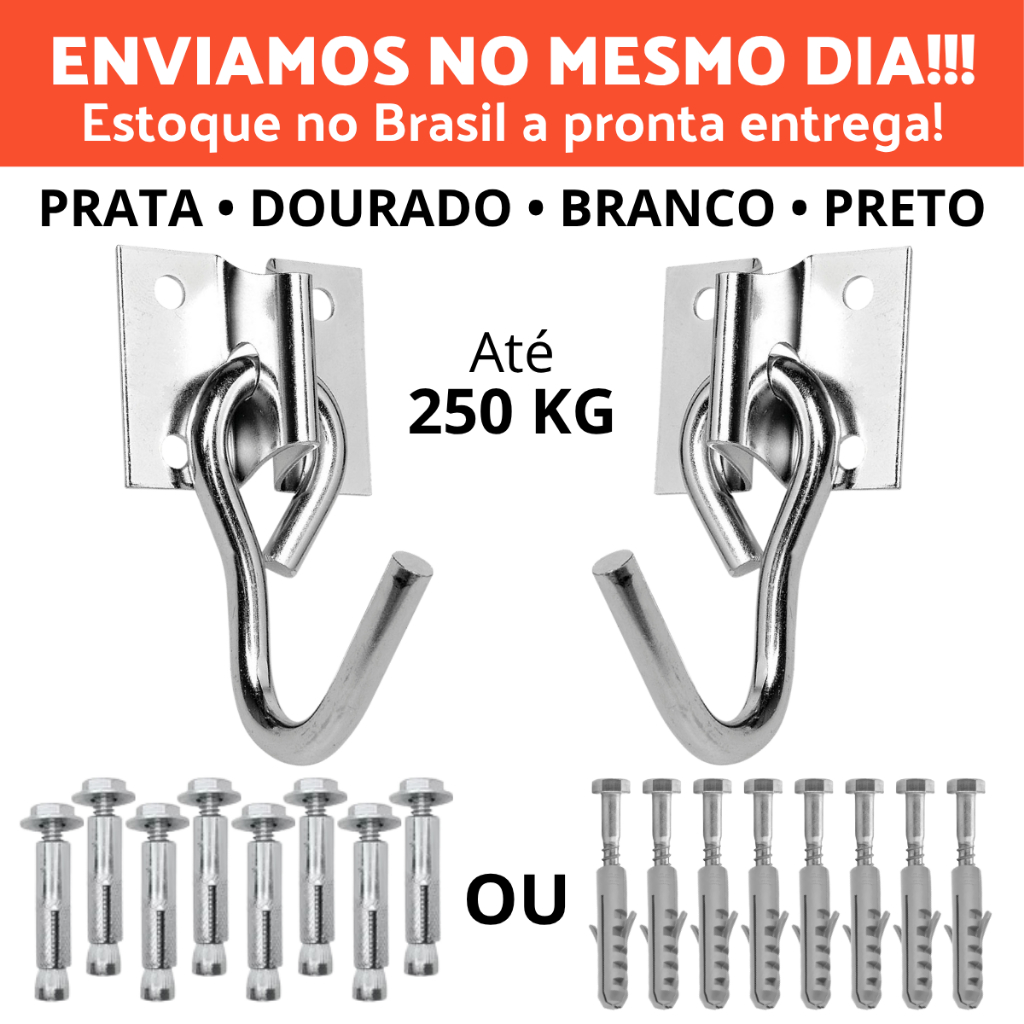 Kit Par de Gancho Armador De Rede De Balanço até