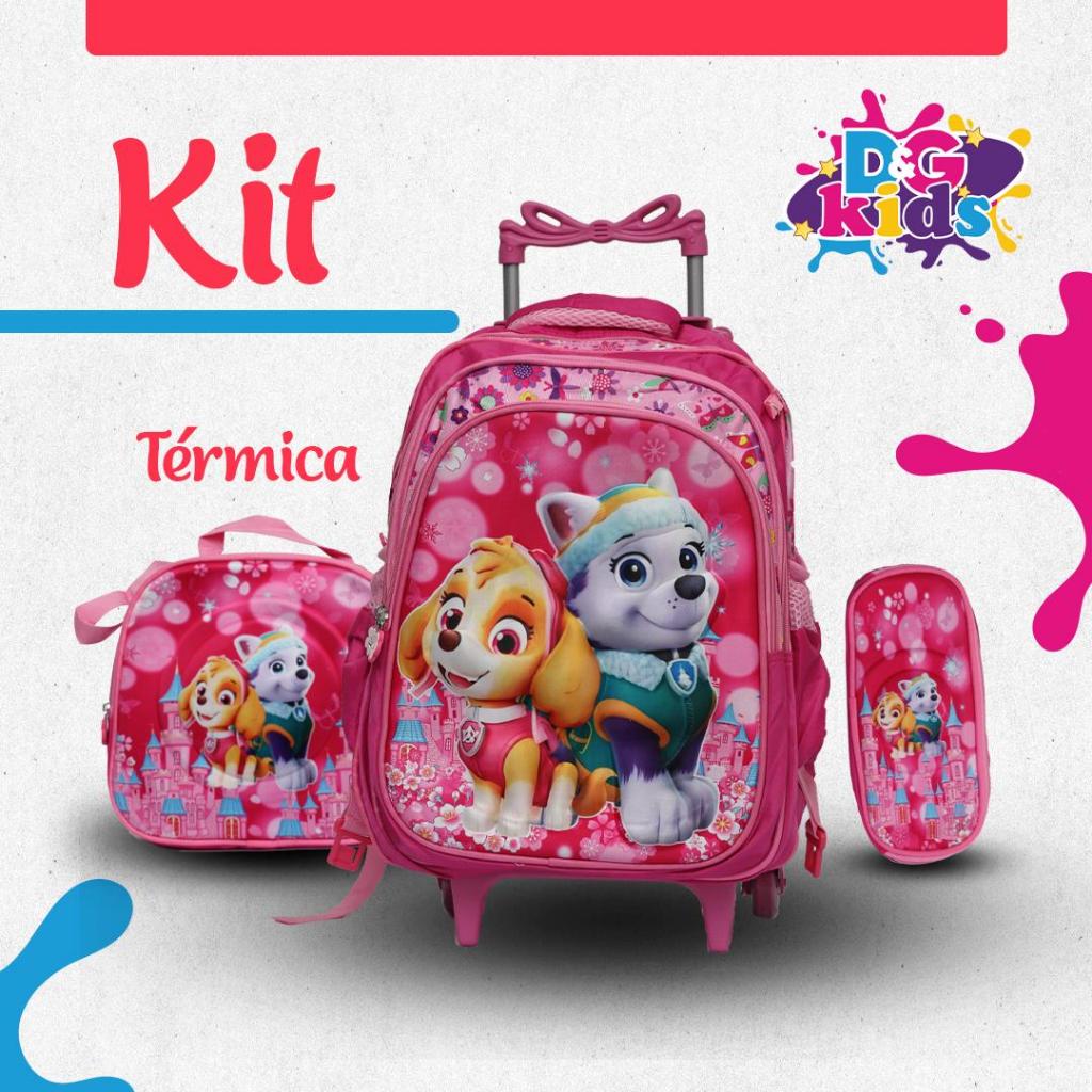 kit mochila escolar 3D varios personagens feminina
