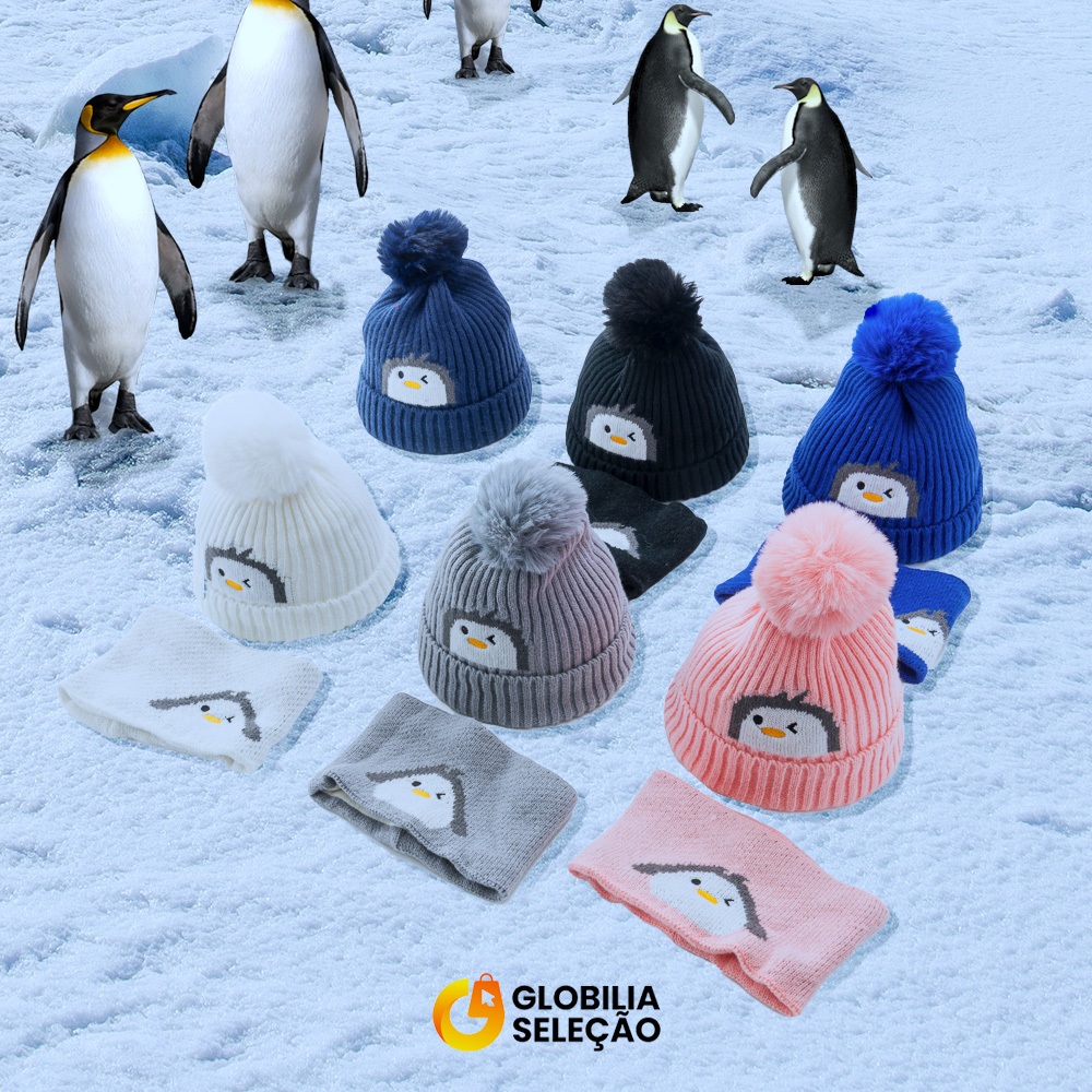 Desconto 50%Kit Com Touca E Cachecol Infantil Meni