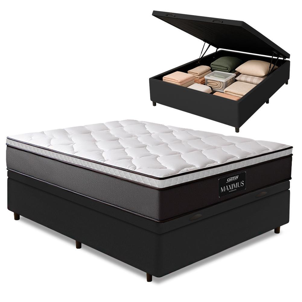 Cama Box Baú Casal Colchão Gazin Maximus Molas E