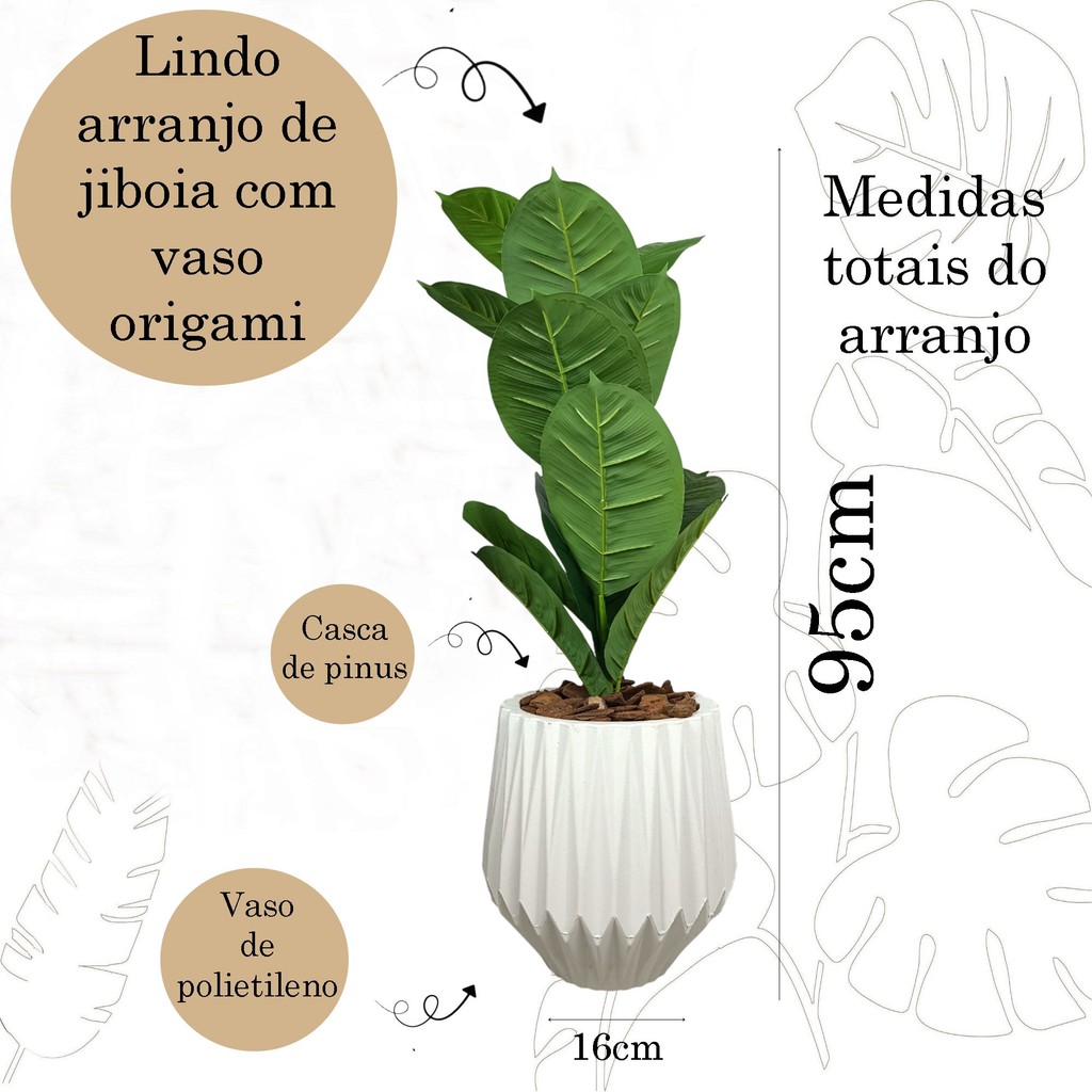 Planta Ficus Artificial Jiboia Com Vaso Origami Po