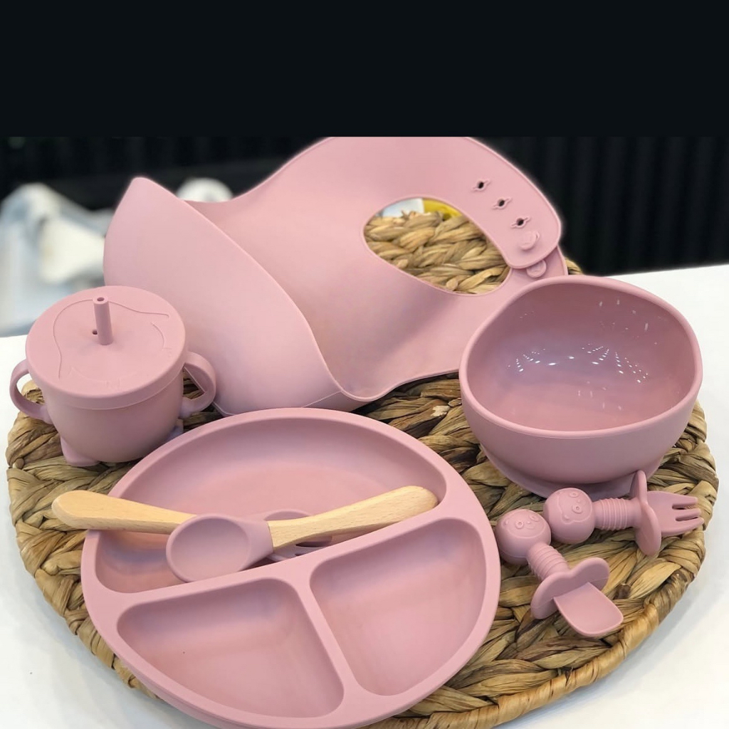 Kit 8 Peças de Talheres de Silicone para Bebês e