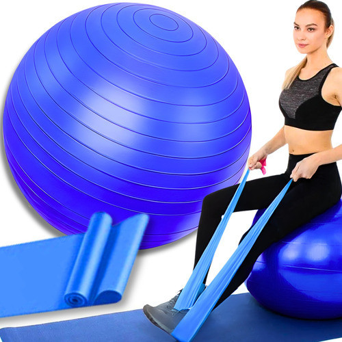 Bola De Pilates Suiça 55cm + Faixa Elástica Exer