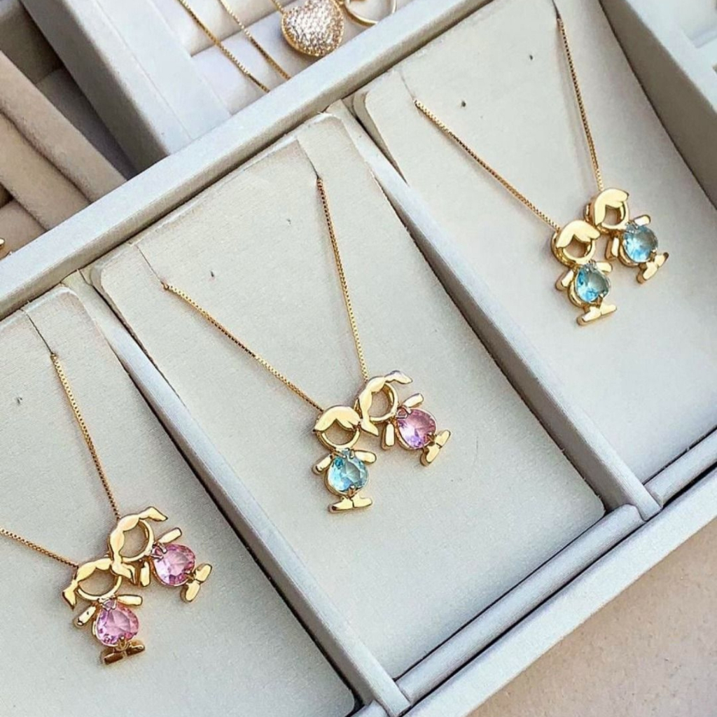 [ SEMI JOIA ] Colar Filhos Menino Menina Barriga C