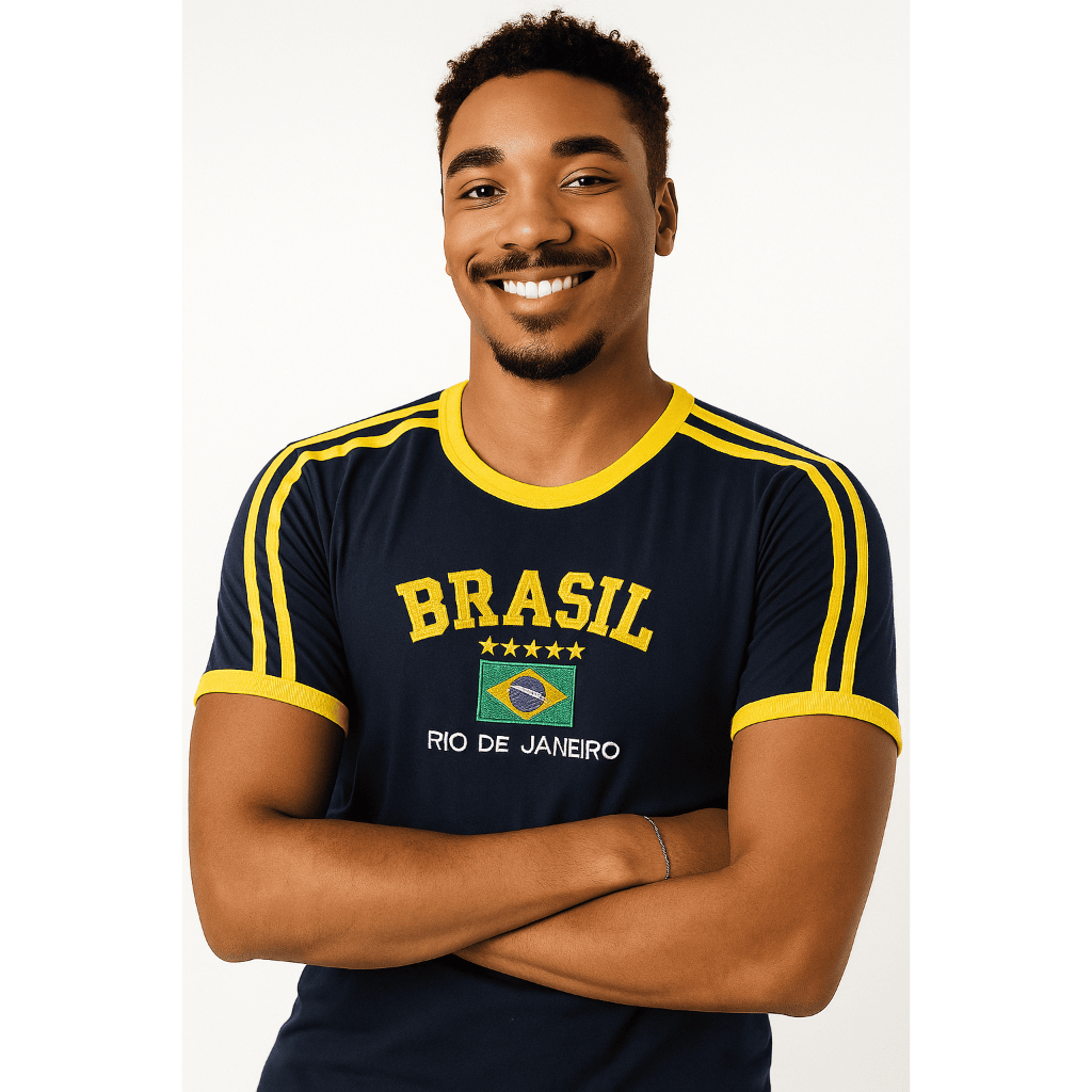 Camisa Bandeira Do Brasil Bordada Torcedor