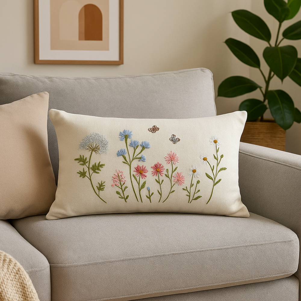 Almofada Decorativa Jardim Estampa Floral Sofistic