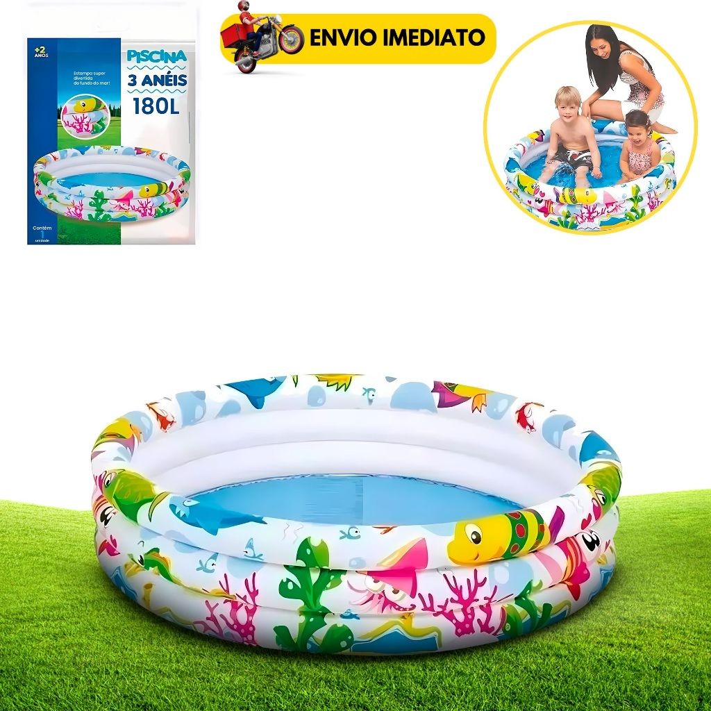 Piscina Inflável Infantil 3 Anéis Transparente 1