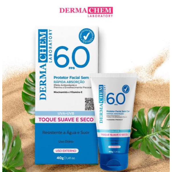 Dermachem Protetor Facial sem Cor 60 FPS 40 g