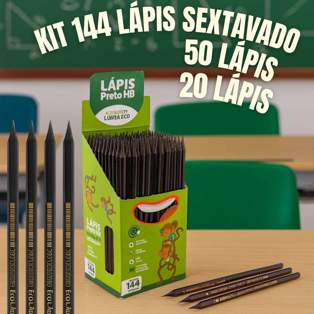 Kit Lapis de escrever 20 50 144 resina sextavado e