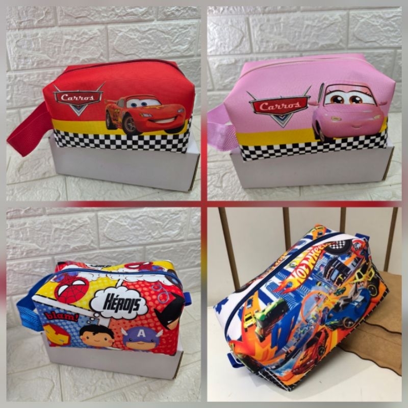 Estojo ESCOLAR Carros McQueen, Stitch, Homem aranh