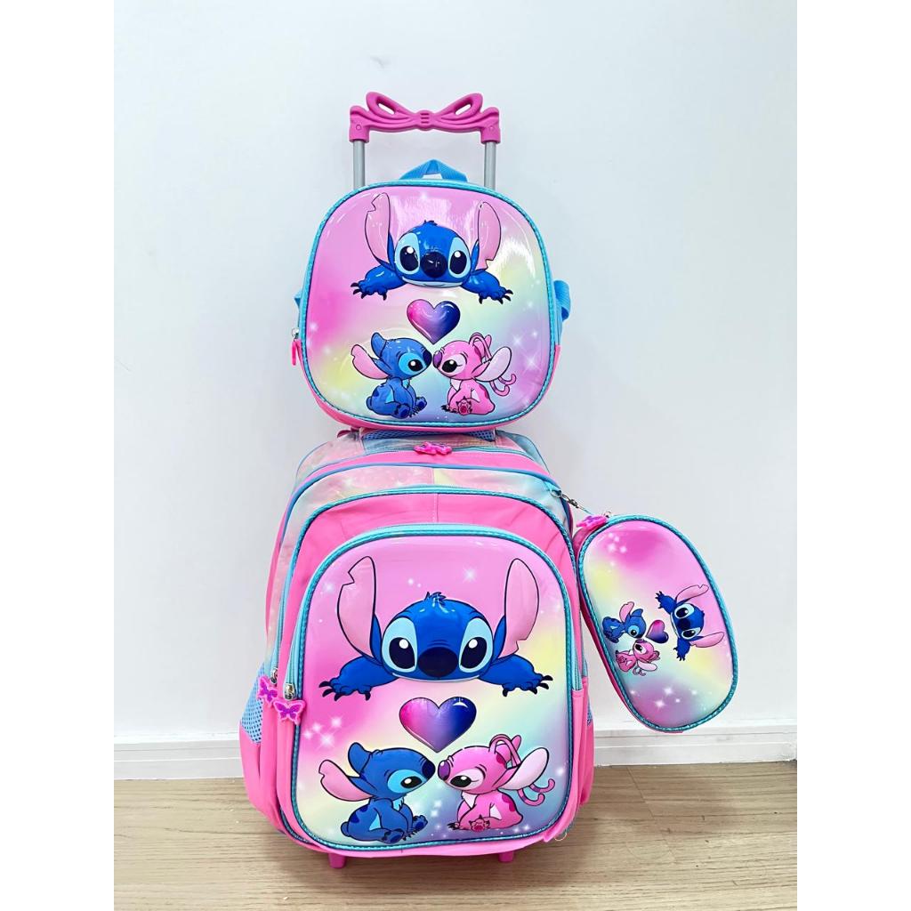 Mochila Escolar Stitch Menina 3d De Rodinha Refor�