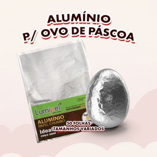 50 FOLHAS PAPEL CHUMBO LISO PRATA PARA OVOS DE PAS