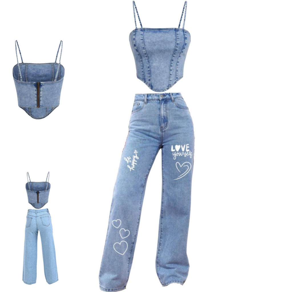 Conjunto Jeans Infantil  juvenil Cropped e Calça 