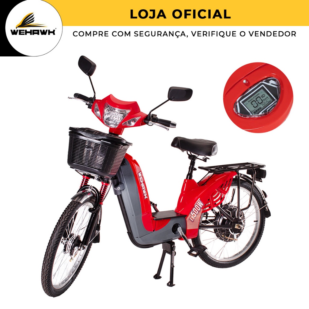 Bicicleta Scooter Elétrica 500W WeHawk EB com Bat