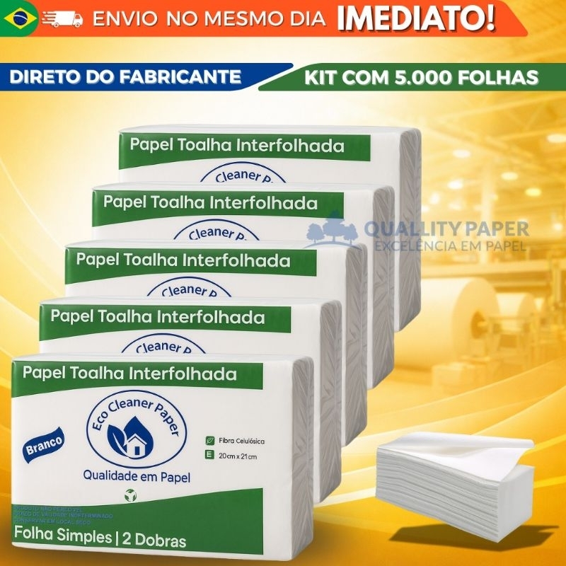 Papel Toalha Interfolhado Branco 5.000 Folhas 20x2