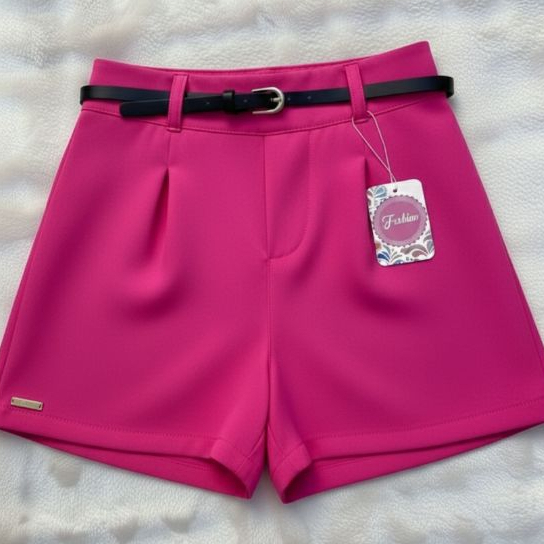 Short Infantil  Alfaiataria Menina  com Cinto Juve