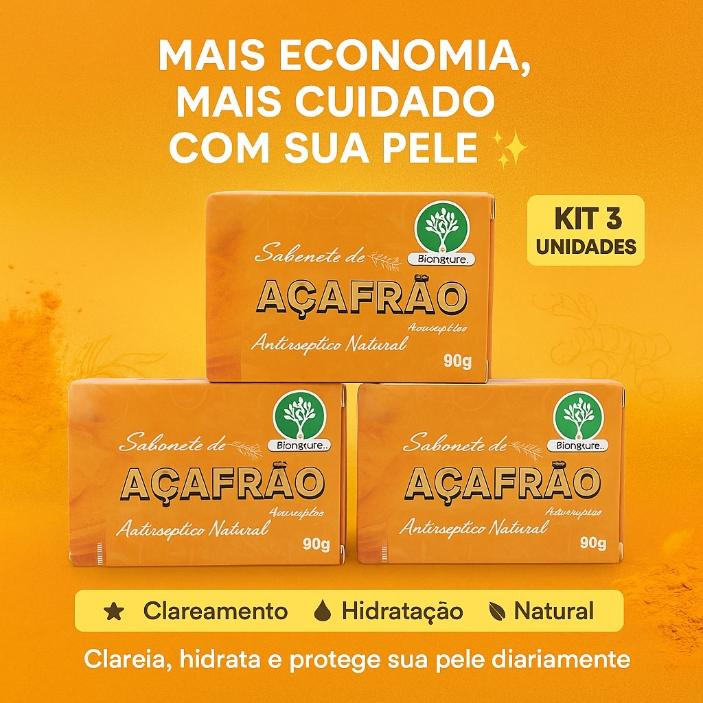 Kit 3 Sabonete de Açafrão Facial e Corporal Limp