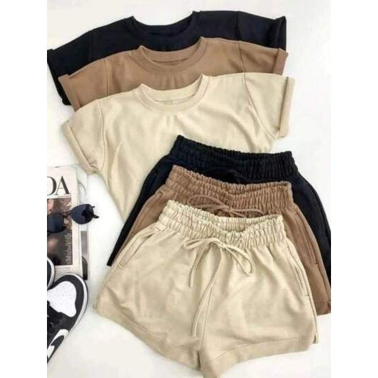 Kit 2 Shorts Feminino Moletom com Bolso Lateral