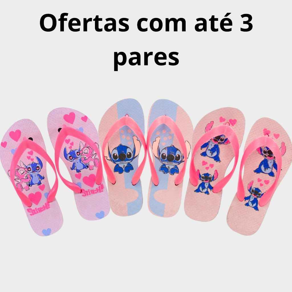 Kit Chinelo Menina Infantil Stitch Confortável Le