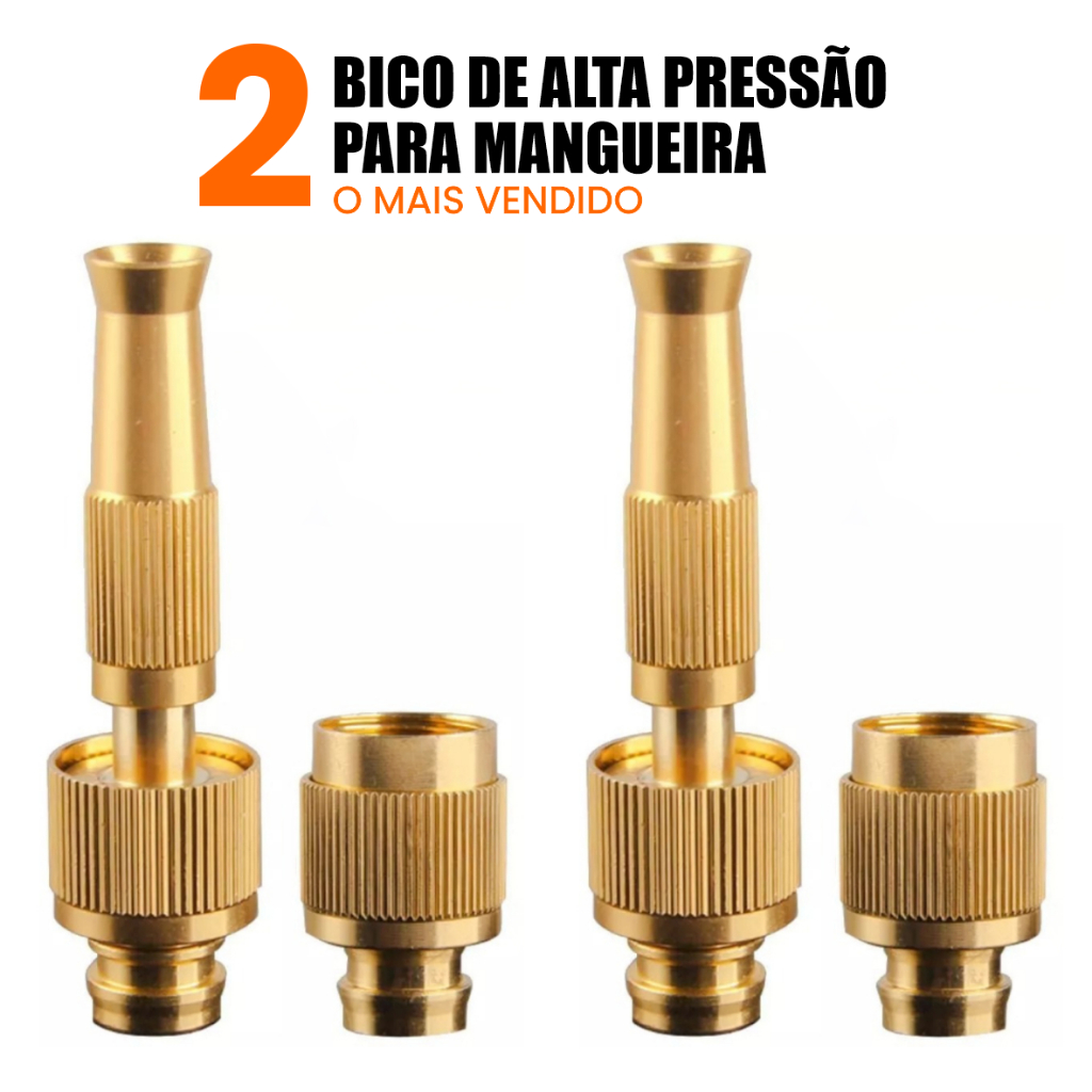 Kit 02 Bocal Esguicho De Mangueira Regar Alta Pres