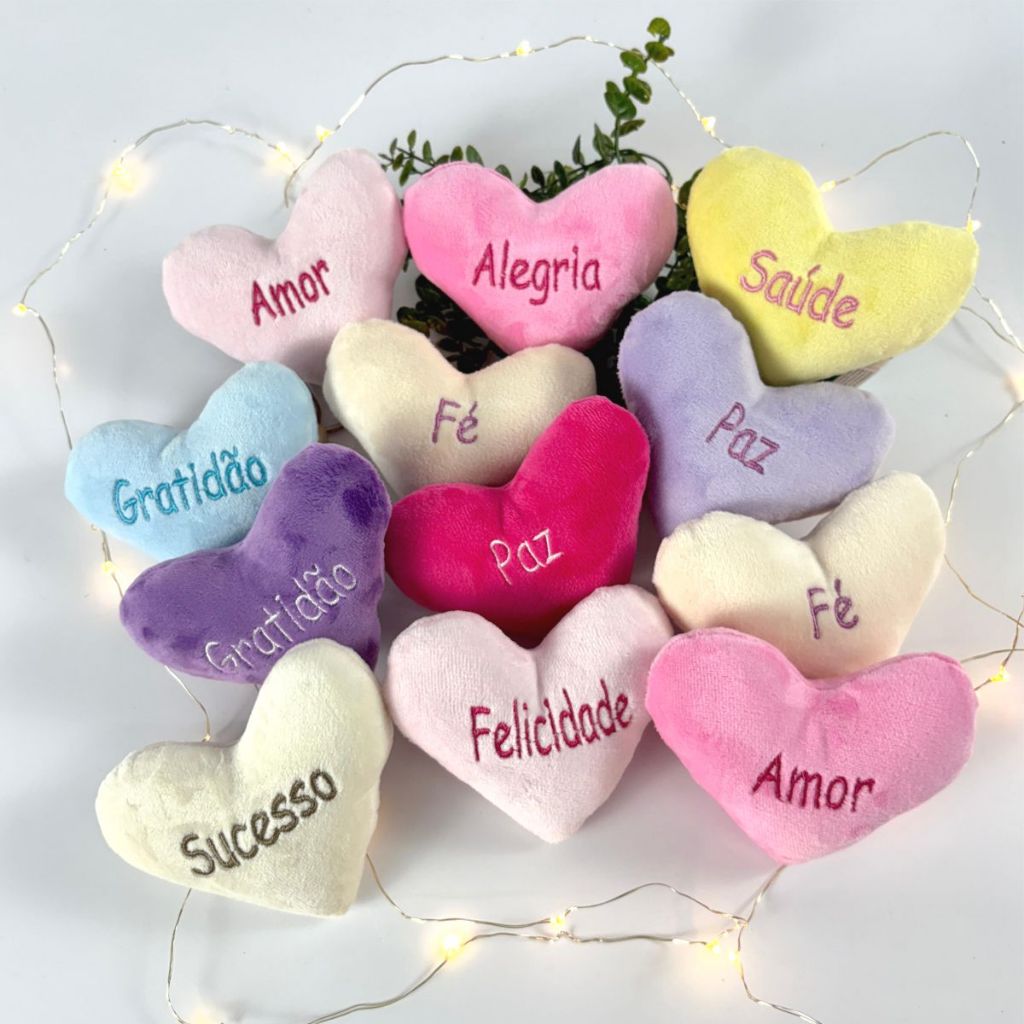 Kit 4/8/12 Coração de Pelúcia Almofada de Cora�