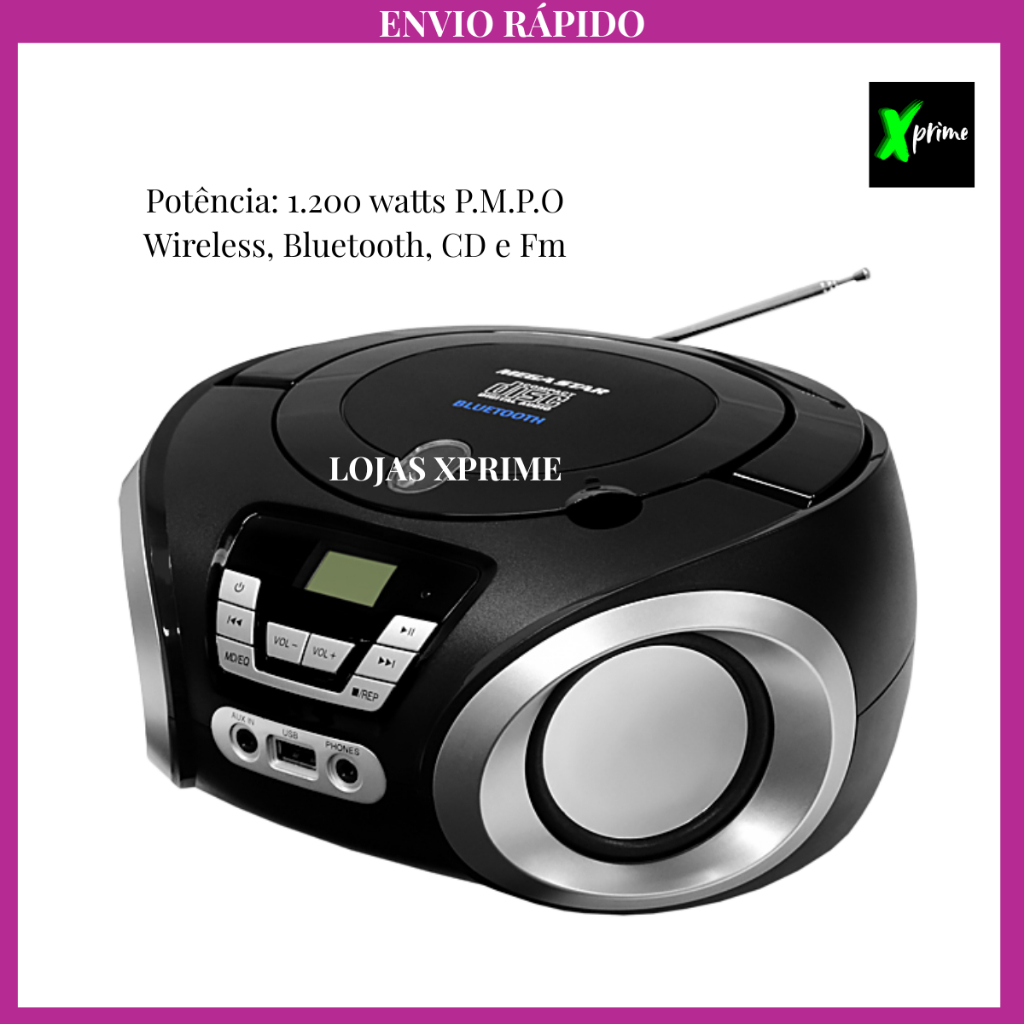 Radio Toca CD Micro System Megastar 1200 Bluetooth