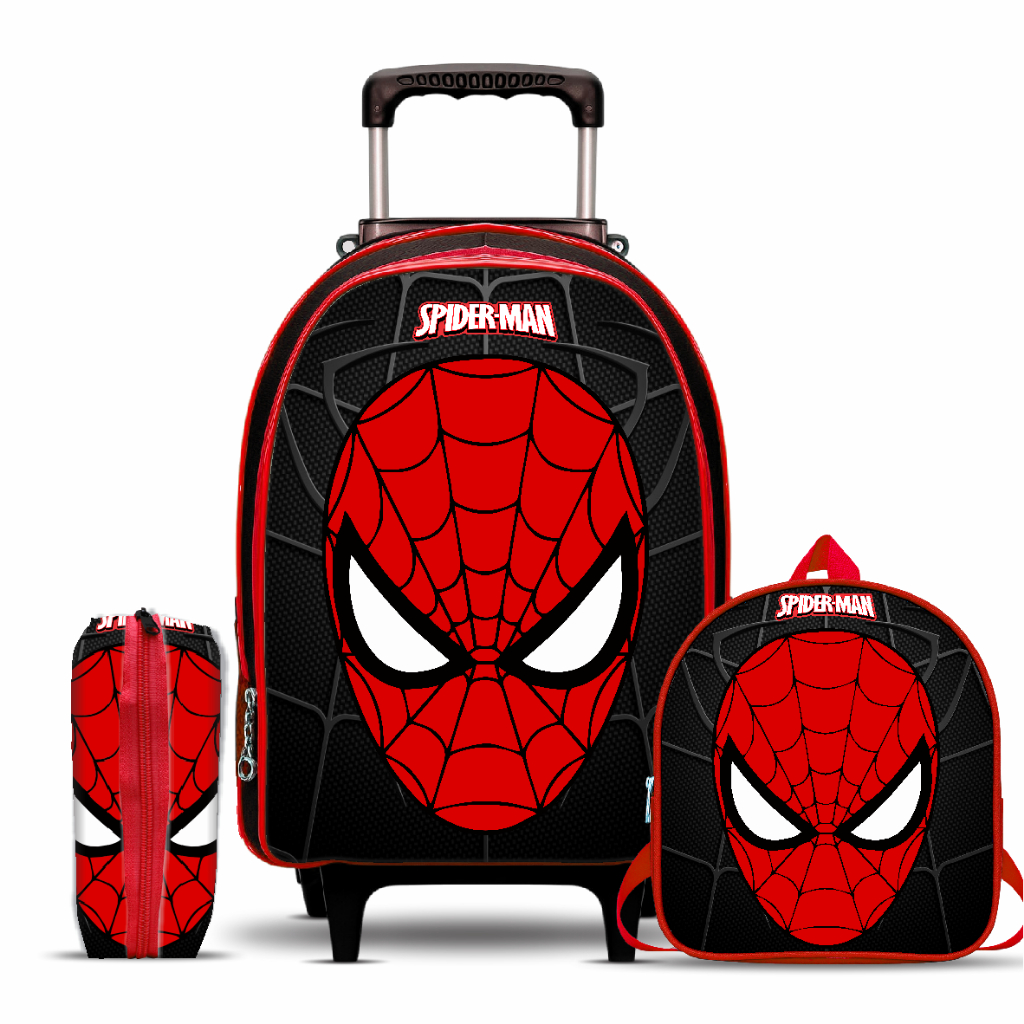 Kit Mochila Escolar Aranha com Lancheira e Estojo 