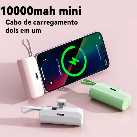 Carregador Portátil Mini Power Bank 10000mAh Com 