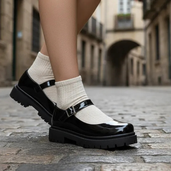 Sapato Mary Jane Tratorado Sapatilha Boneca Preto