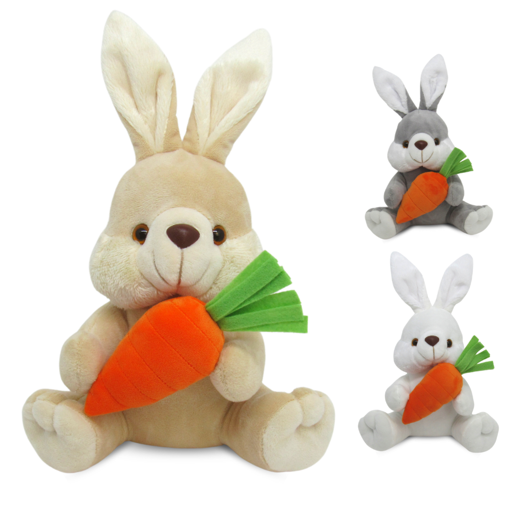 Coelho De Pelúcia Com Cenoura 25cm Decoração Ce