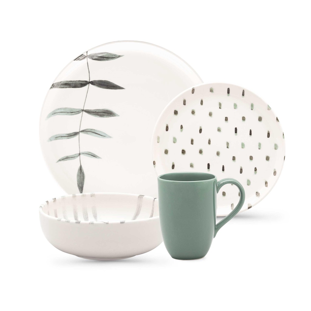 Aparelho de Jantar e Lanche 16 Peças Oxford Flat 