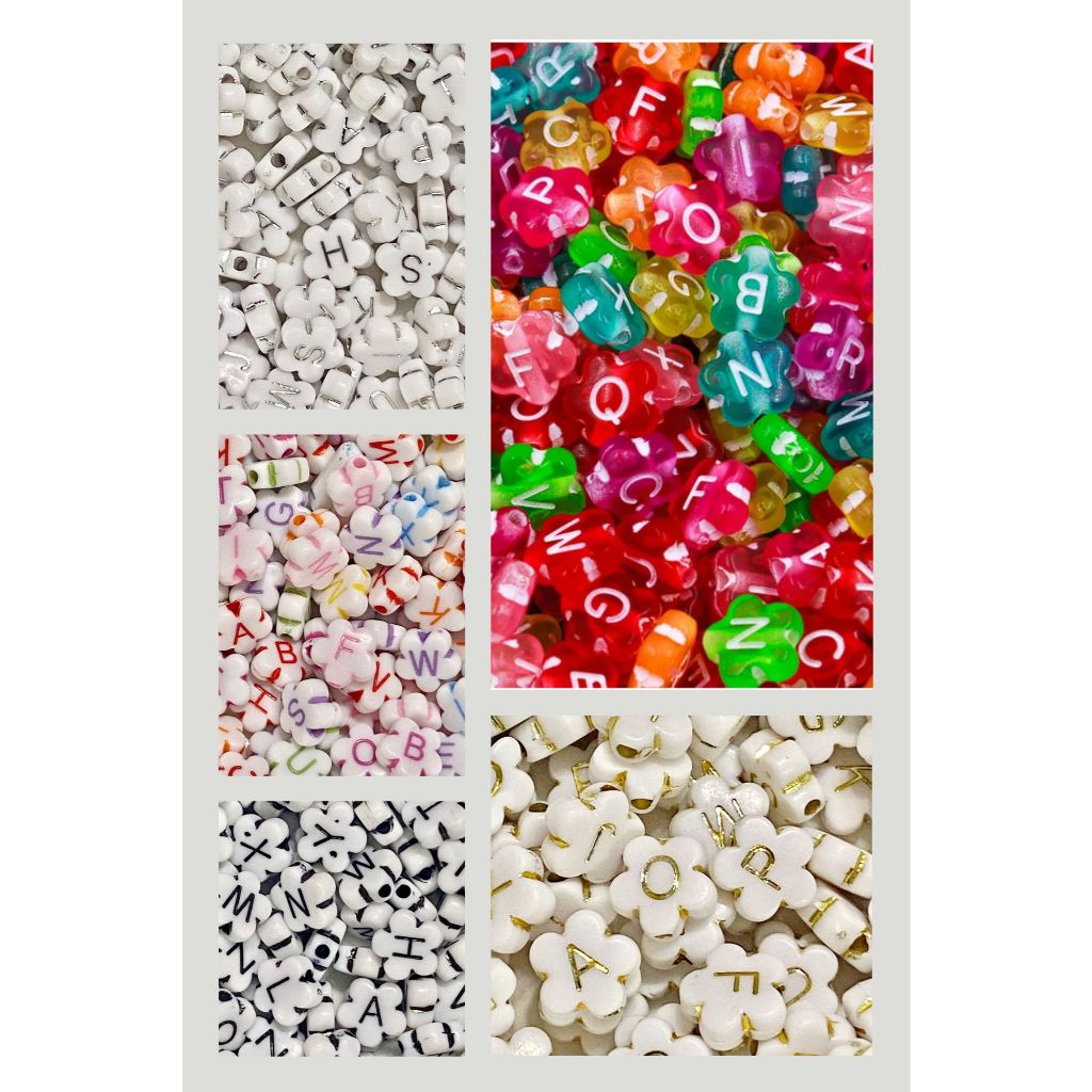 Miçanga Alfabeto Formato Flor MIX