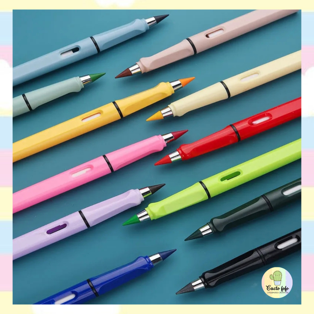 Lápis infinito colorido – Kit com 12 cores.