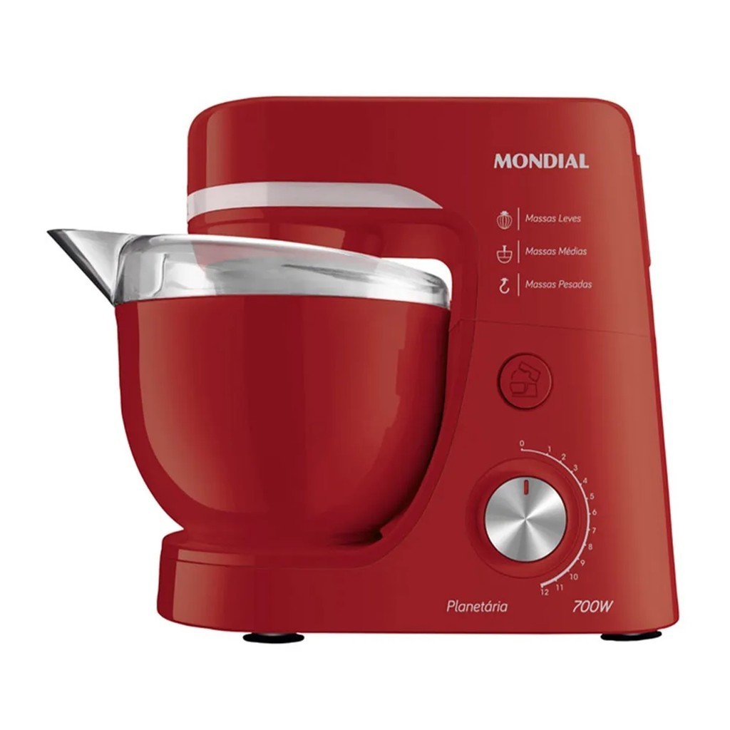 Batedeira Planetária 700W Mondial Vermelho 12 Vel