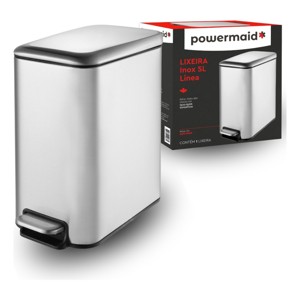 Lixeira Inox Línea 5l Com Pedal Para Banheiro Esc