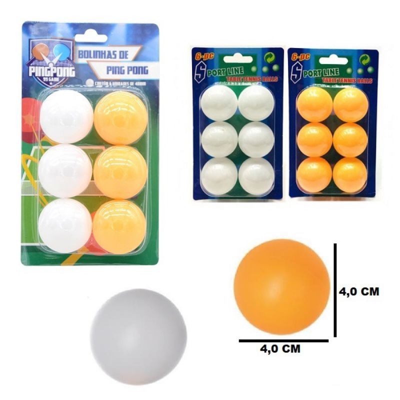 Kit com 6 Bolinhas de Ping Pong 40mm Branca ou Lar