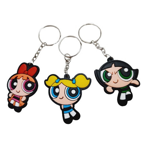 3 Chaveiros Emborrachado Meninas Super Poderosas L