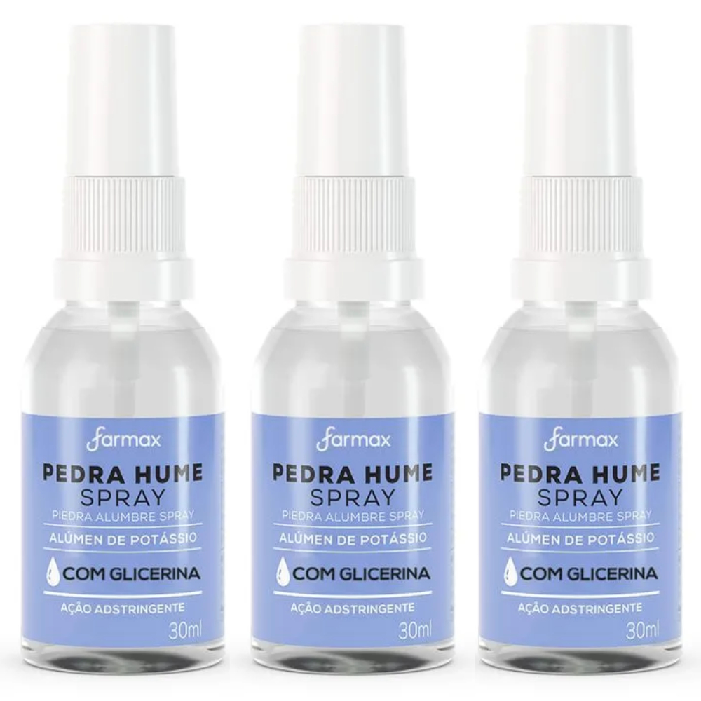Kit 3 Pedra Hume Spray Farmax Com Glicerina 30ml -