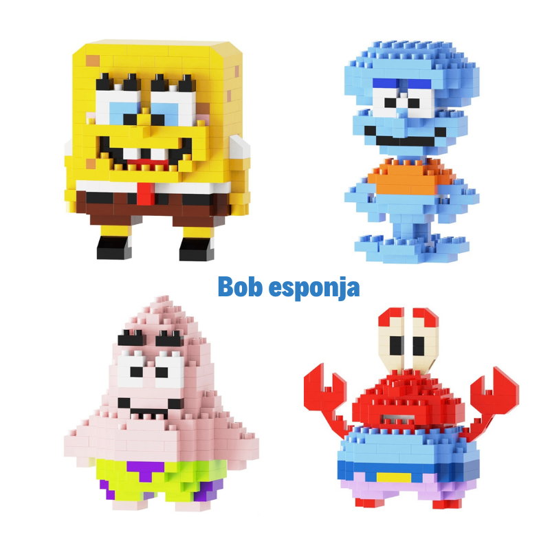 Kit4 Blocos de Montar Bob Esponja Patrick Sr. Siri