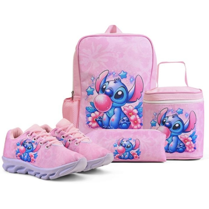 Kit Escolar Infantil Stitch Tênis Mochila Passeio