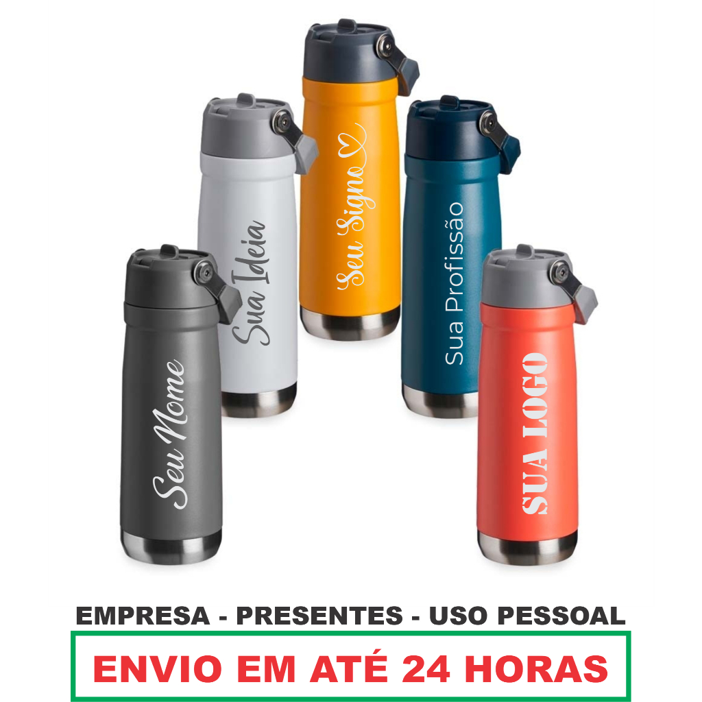 Garrafa Térmica Squeeze Personalizada C/ Seu Nome